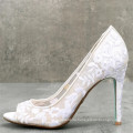 2018 new arrival bridal white lace wedding shoes for bride